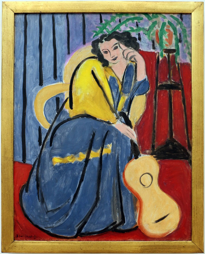 Femme en jaune et bleu à la guitare - Henri Matisse