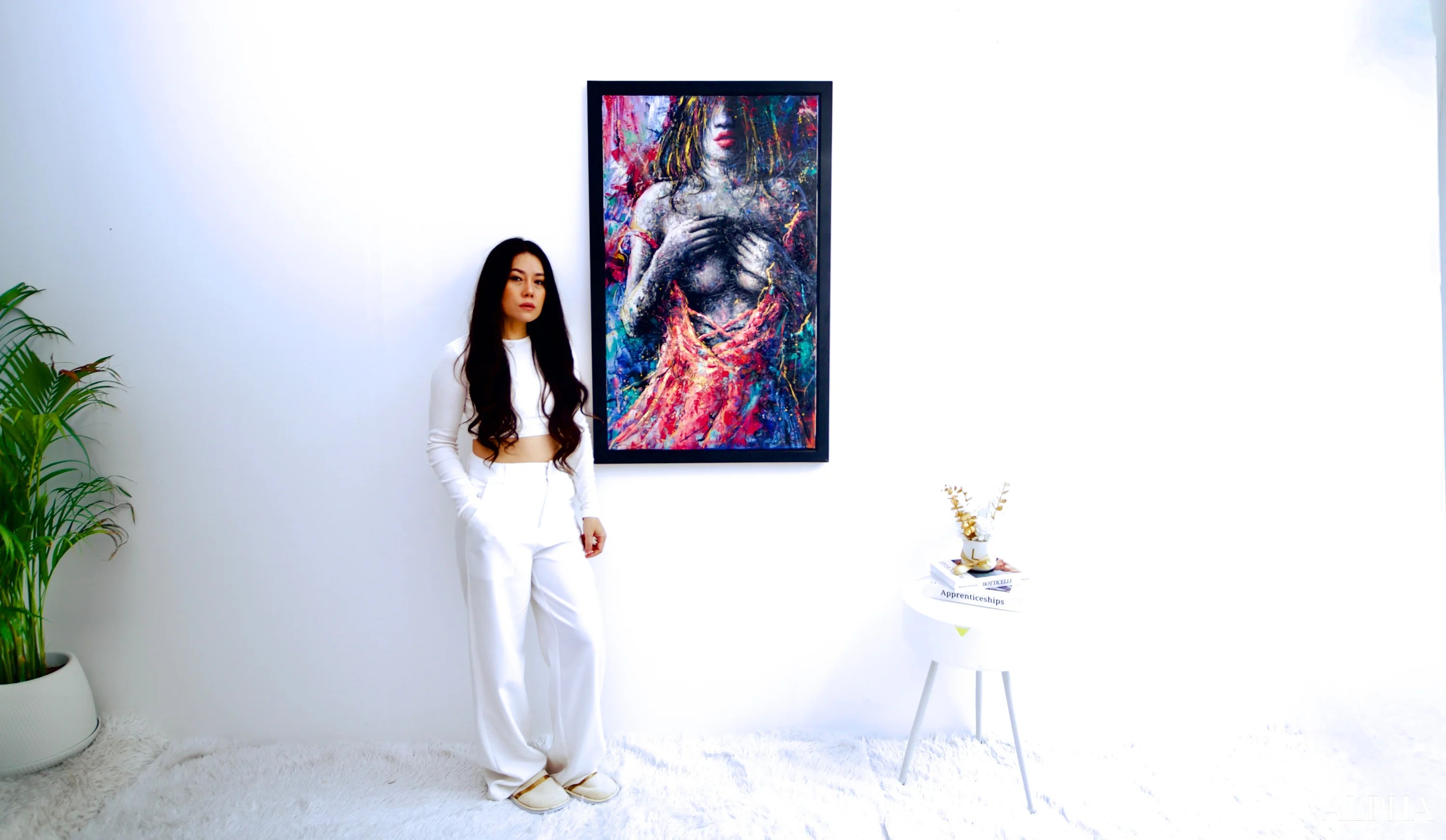 Woman in a Pink Dress - Kesorn | 60 X 100 cm Reproductions de tableaux à la peinture à l’huile