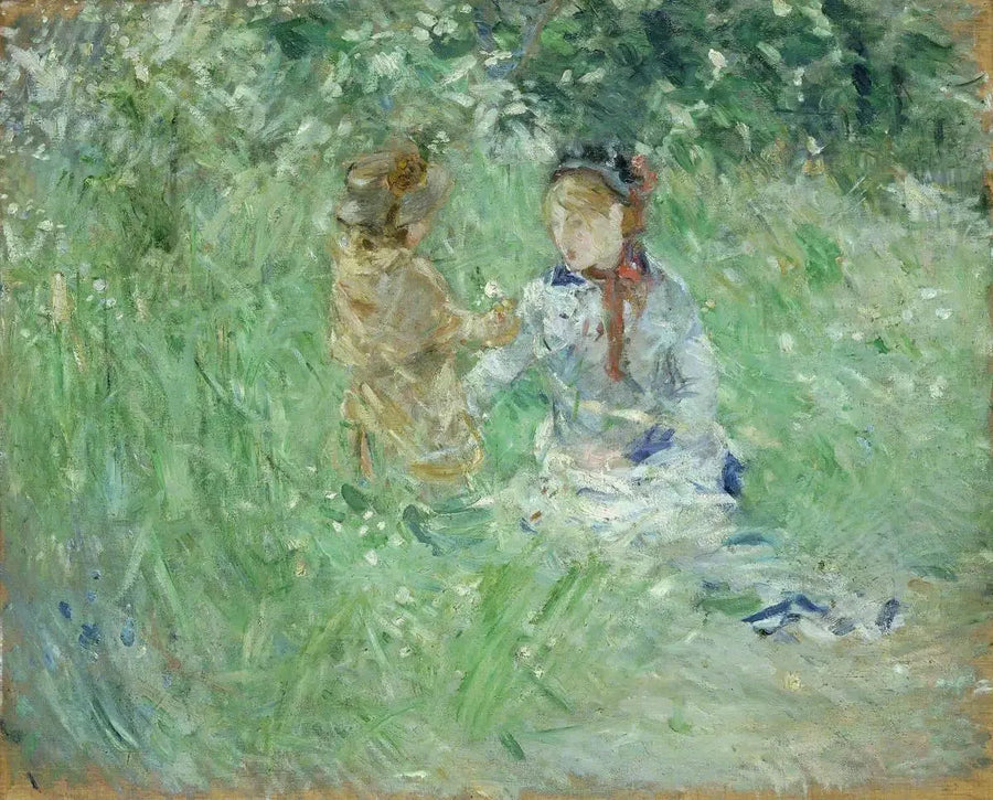 Femme et enfant dans un pré à Bougival - Berthe Morisot