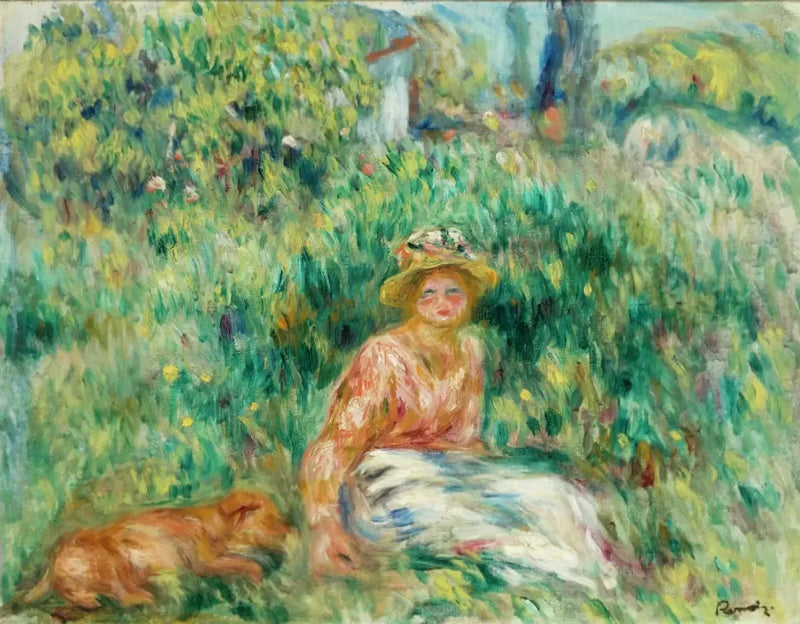 Femme et Rip dans l'herbe - Pierre-Auguste Renoir