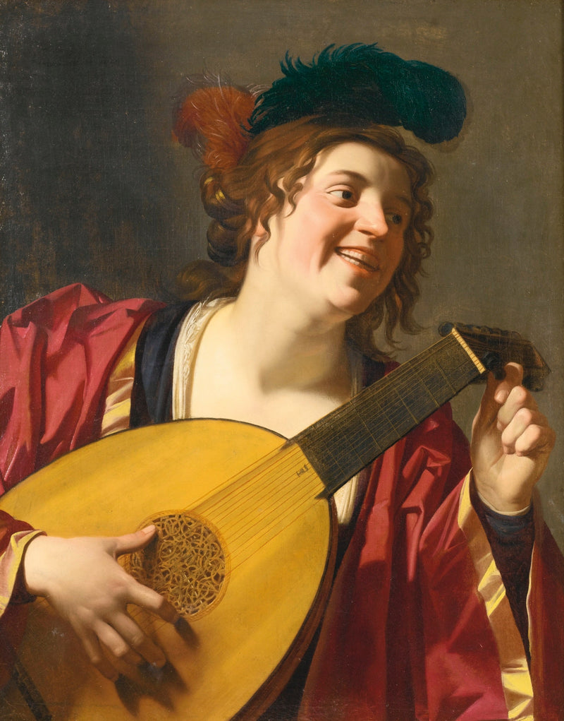 Femme jouant du luth - Gerrit van Honthorst