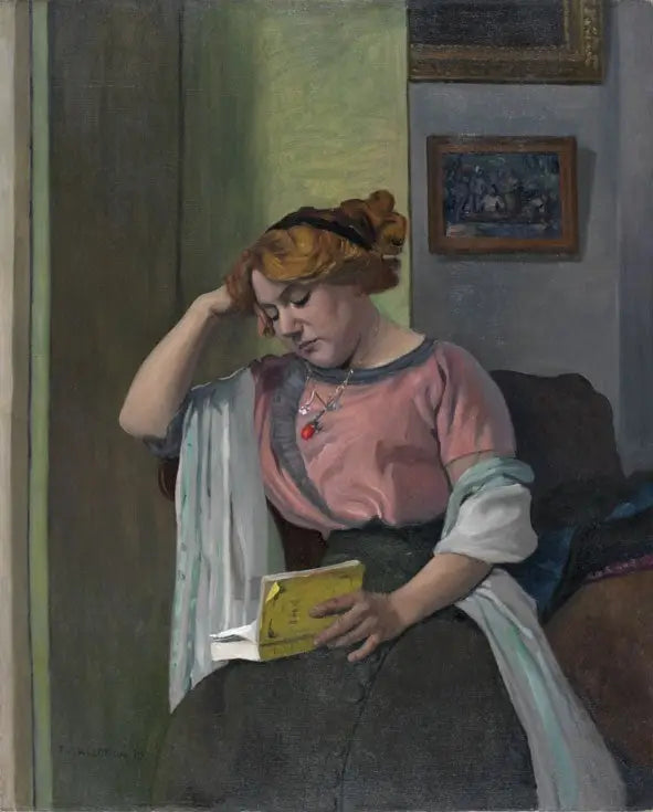 Femme lisant dans un intérieur - Félix Vallotton