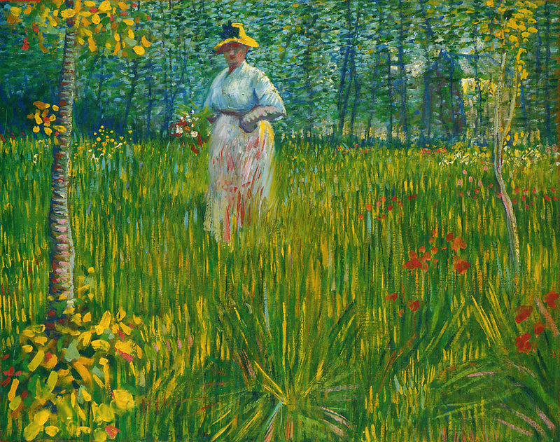 Femme marchant dans un jardin, F368 – Van Gogh