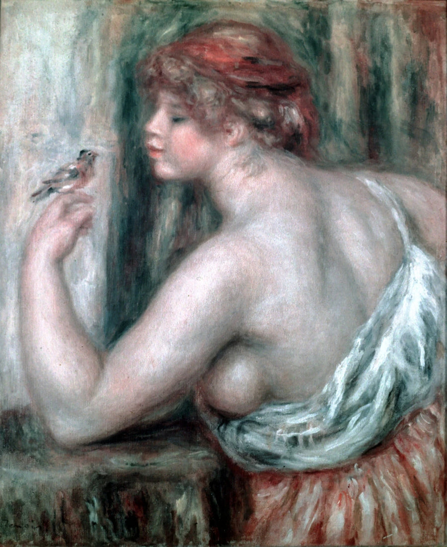 Femme à l’oiseau, dite Femme au rouge-gorge, vers 1916 – Renoir