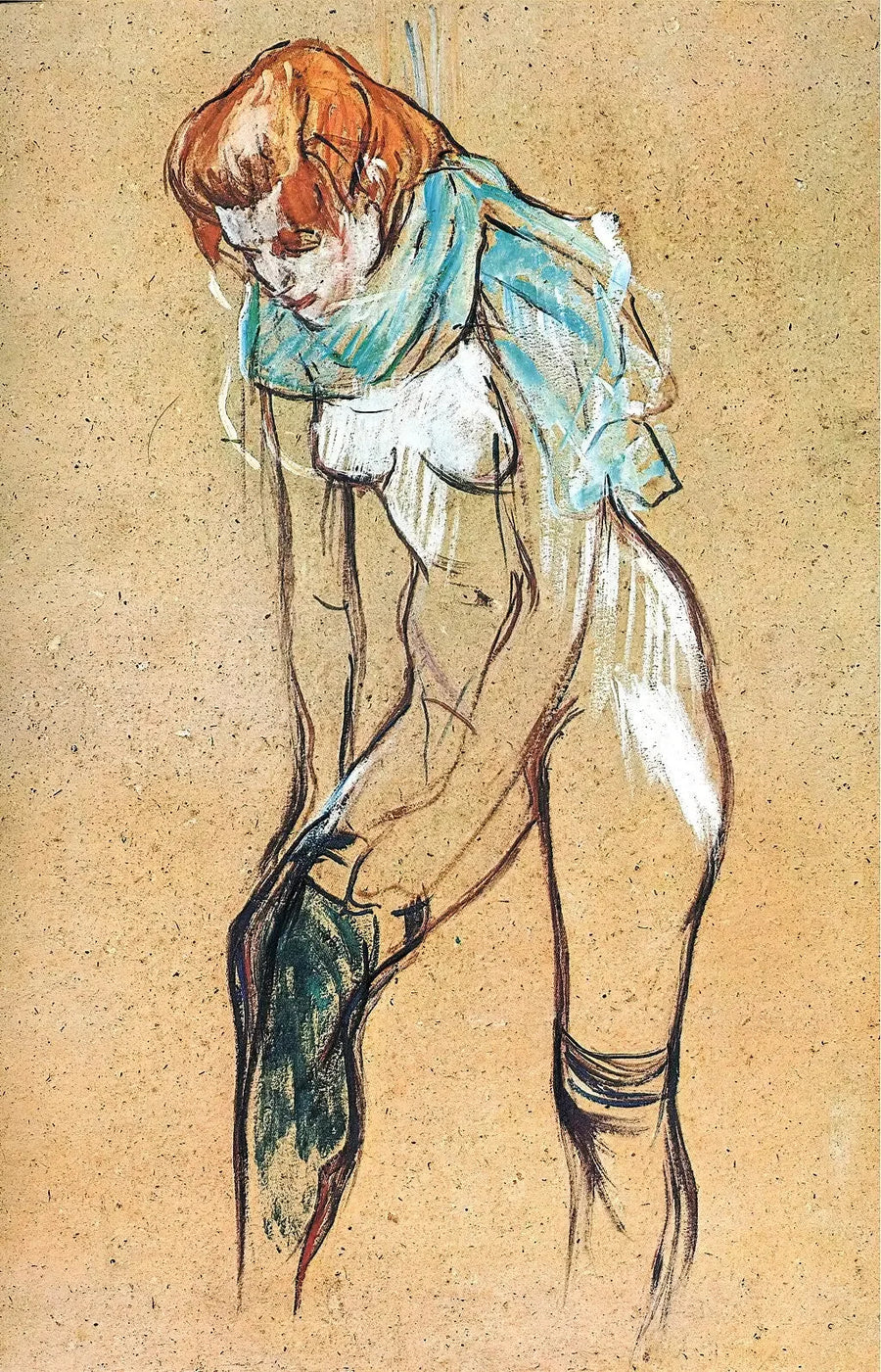 Femme qui tire son bas - Henri de Toulouse-Lautrec