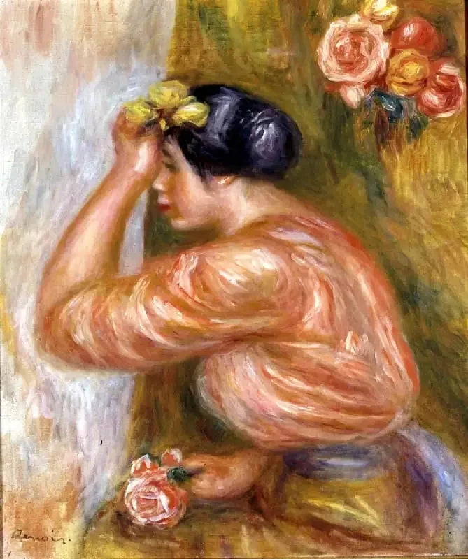 Femme à la rose devant le miroir, vers 1910 – Renoir
