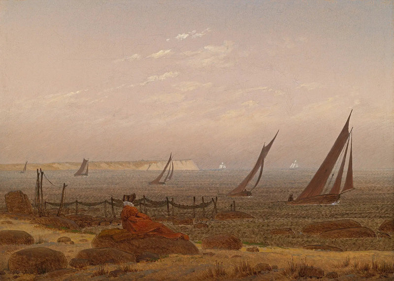 Femme sur la plage de Rügen - Caspar David Friedrich