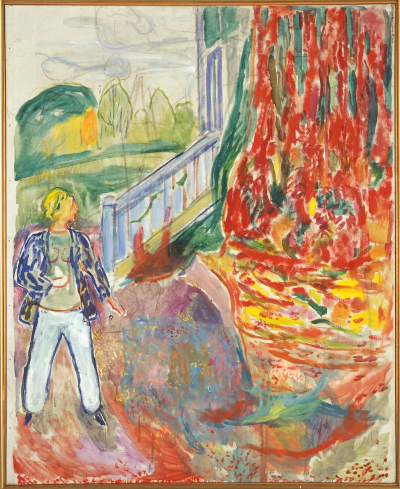 Femme sur les marches de la véranda - Edvard Munch