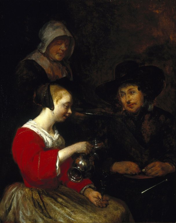 Femme versant du vin - Gerard ter Borch image 1 copie peinte à la main à l’huile