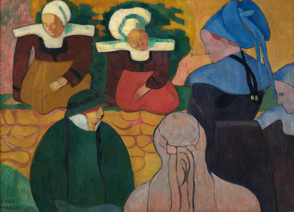 Femmes bretonnes devant un mur - Émile Bernard image 1 tableau peint à l’huile sur toile