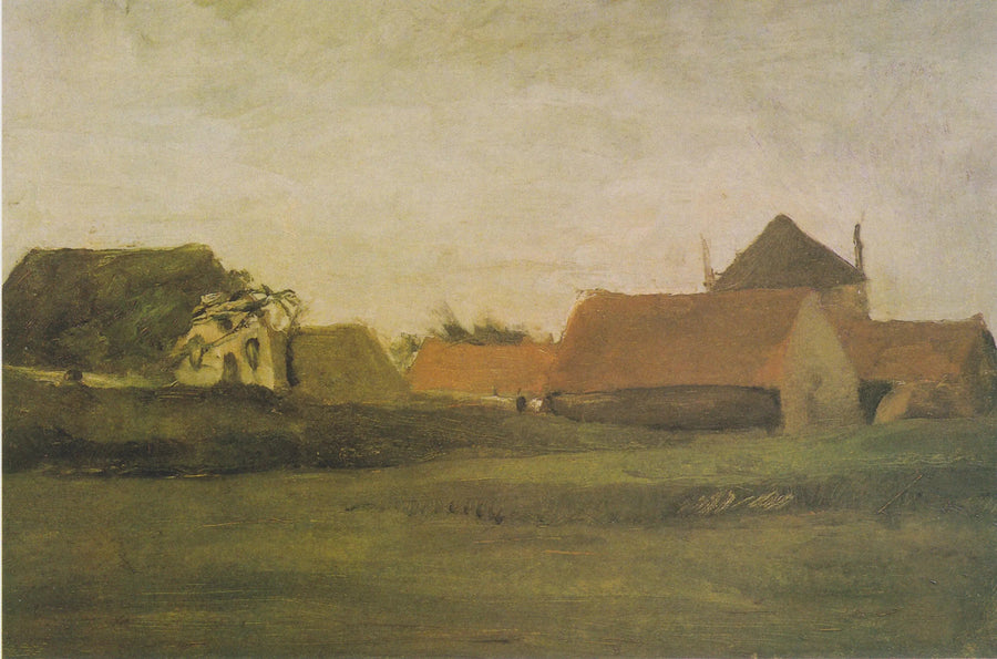 Fermes à Loosduinen près de La Haye au crépuscule - Vincent van Gogh