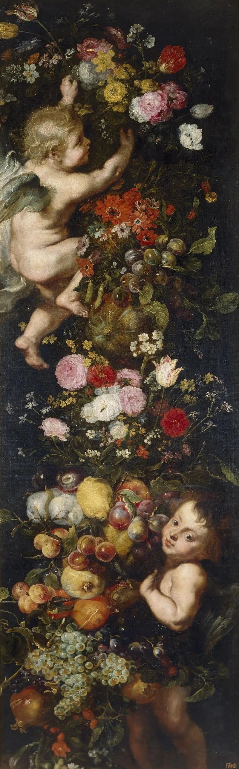 Festoon of Flowers and Fruits and Cherubs - Peter Paul Rubens