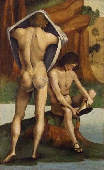 Figures dans un paysage : Deux jeunes gens nus - Luca Signorelli