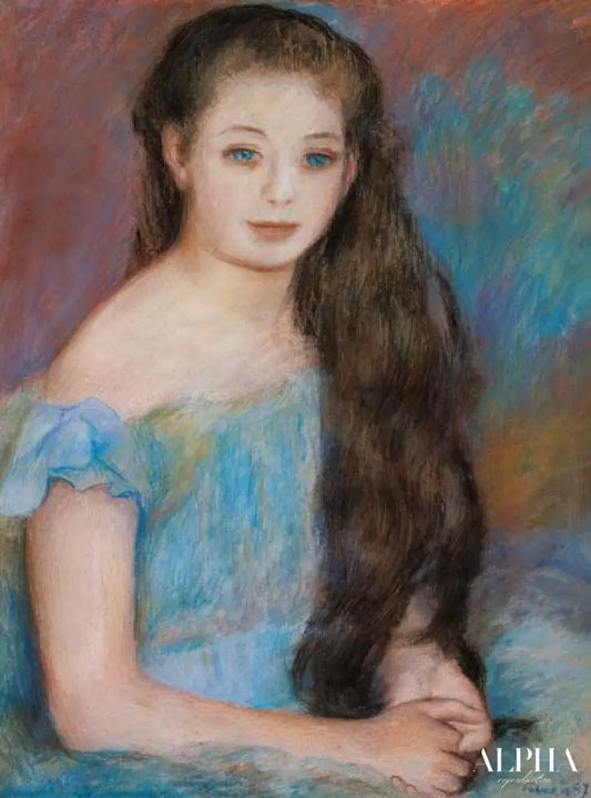 Fille aux cheveux noirs avec des yeux bleus - Pierre-Auguste Renoir - Reproductions de tableaux et peintures haut de gamme