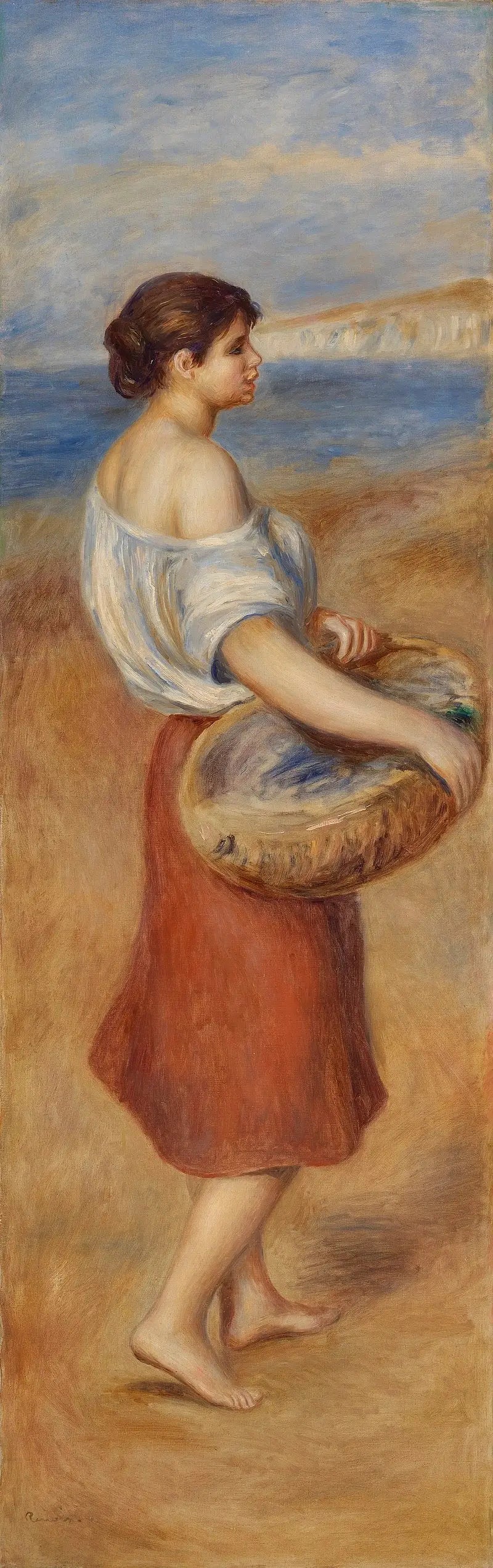 Fille avec panier de poissons (Pêcheuse de poissons) - Pierre-Auguste Renoir