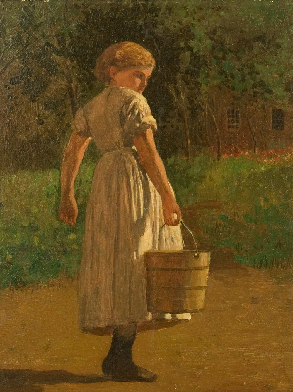 Fille avec seau - Winslow Homer image 1 copie peinte à la main à l’huile