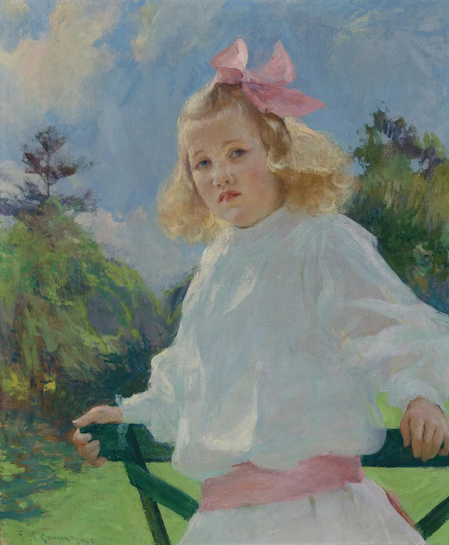 Fille avec un nœud rose - Frank Weston Benson