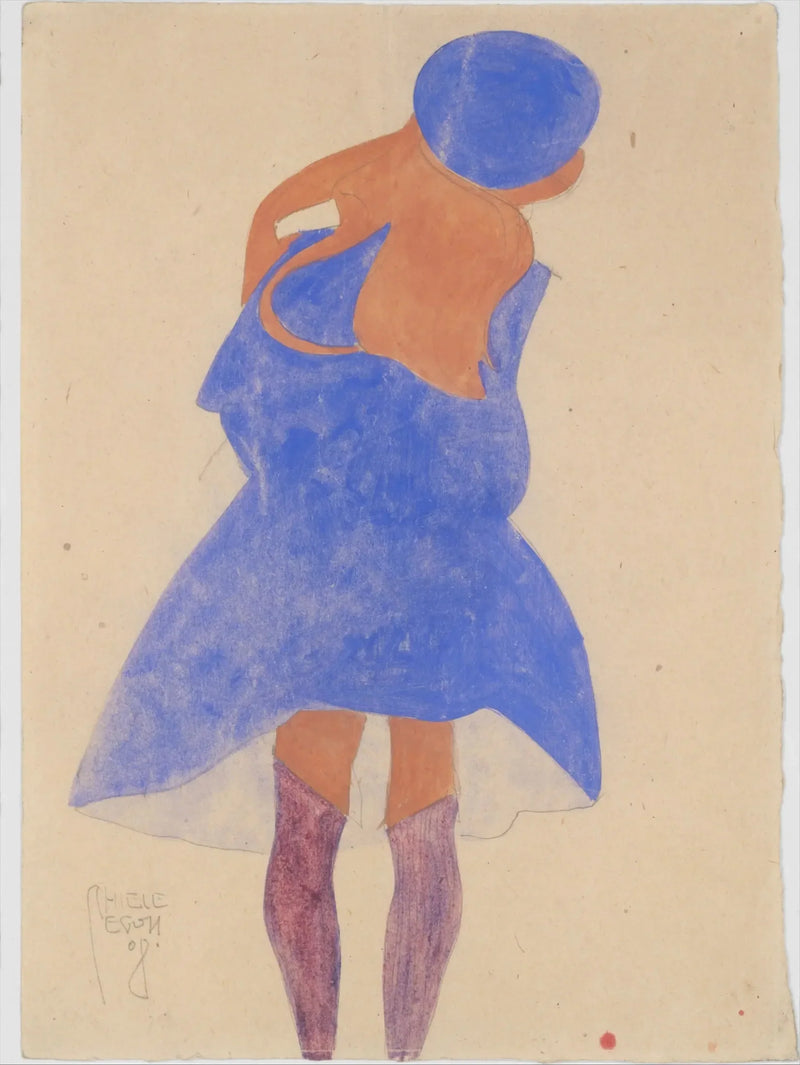 Fille debout, vue de dos - Egon Schiele