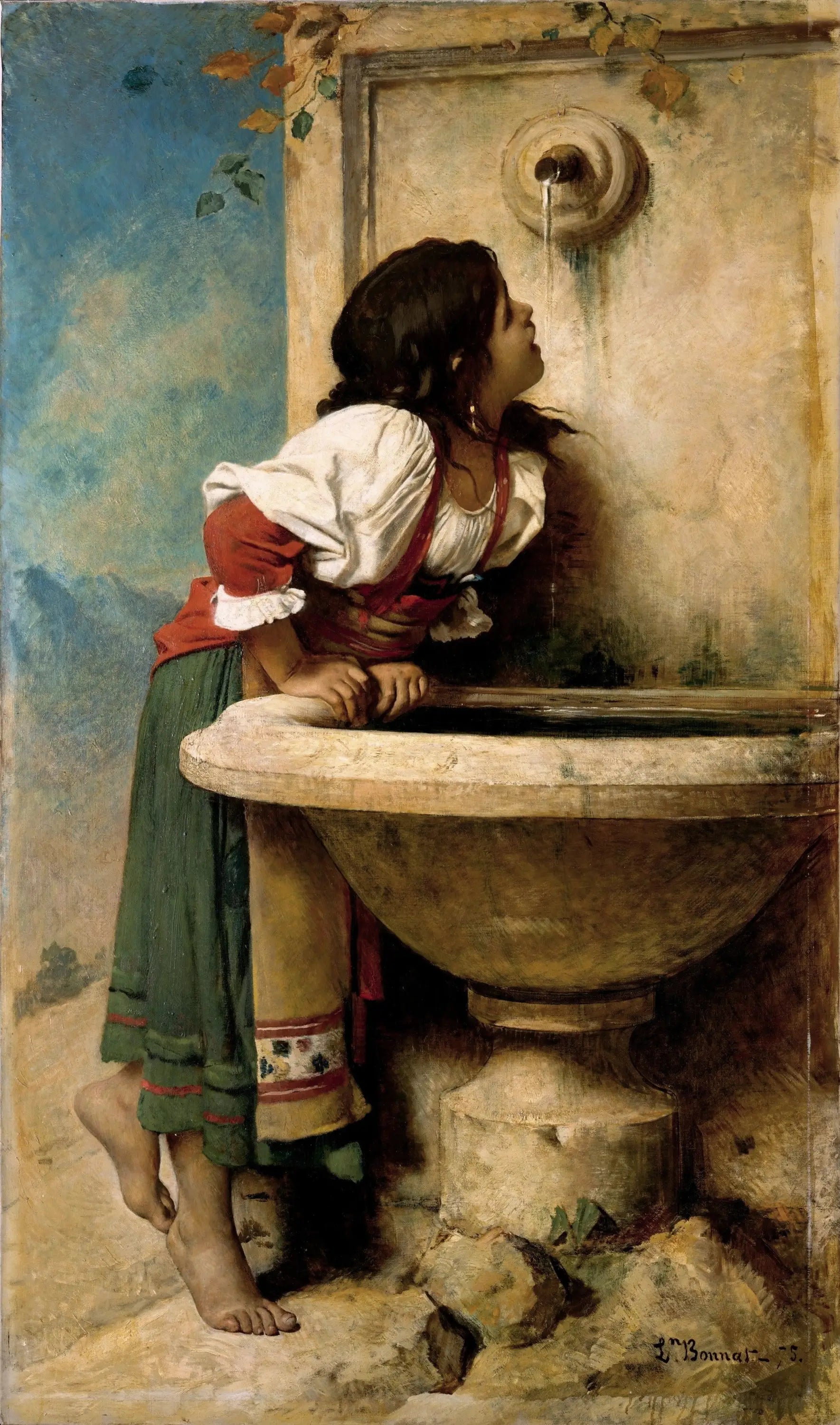 Fille romaine à la fontaine - Léon Bonnat - Alpha Reproduction
