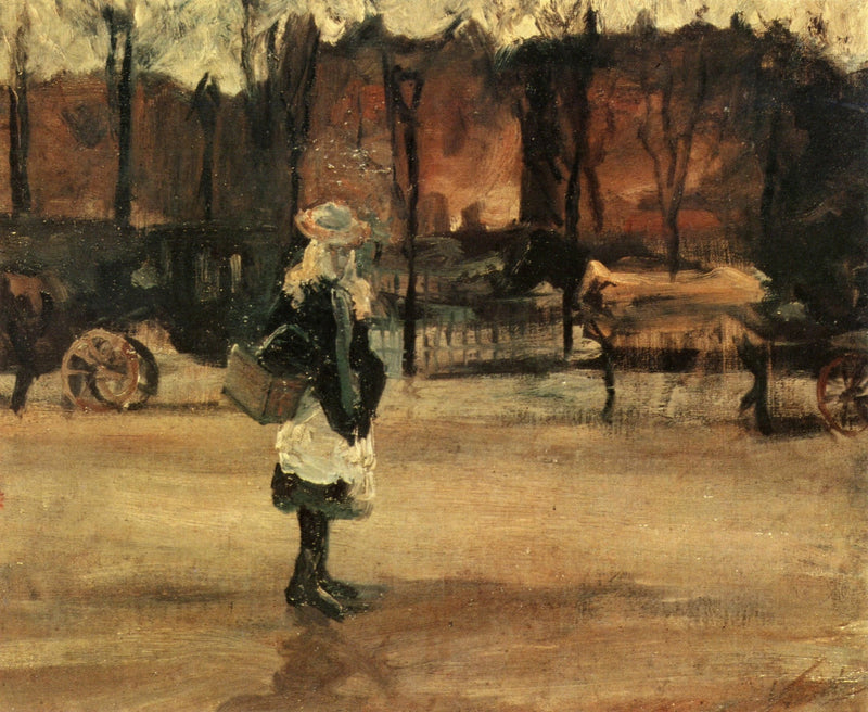 Fille dans la rue, deux voitures, F13 – Van Gogh