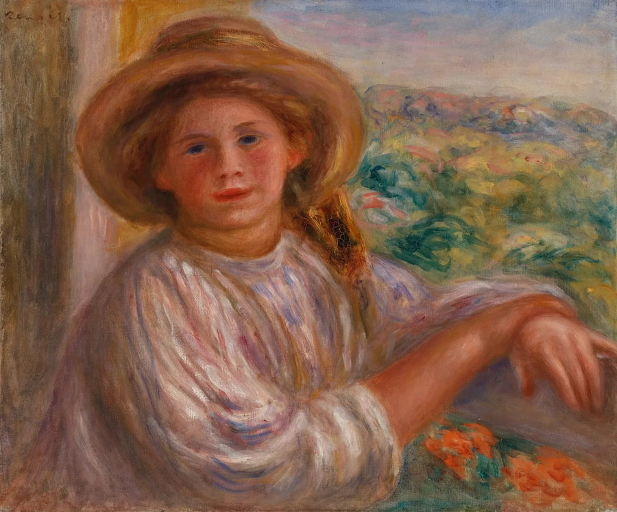 Fille sur un balcon, Cagnes (Jeune femme au balcon, Cagnes) - Pierre-Auguste Renoir