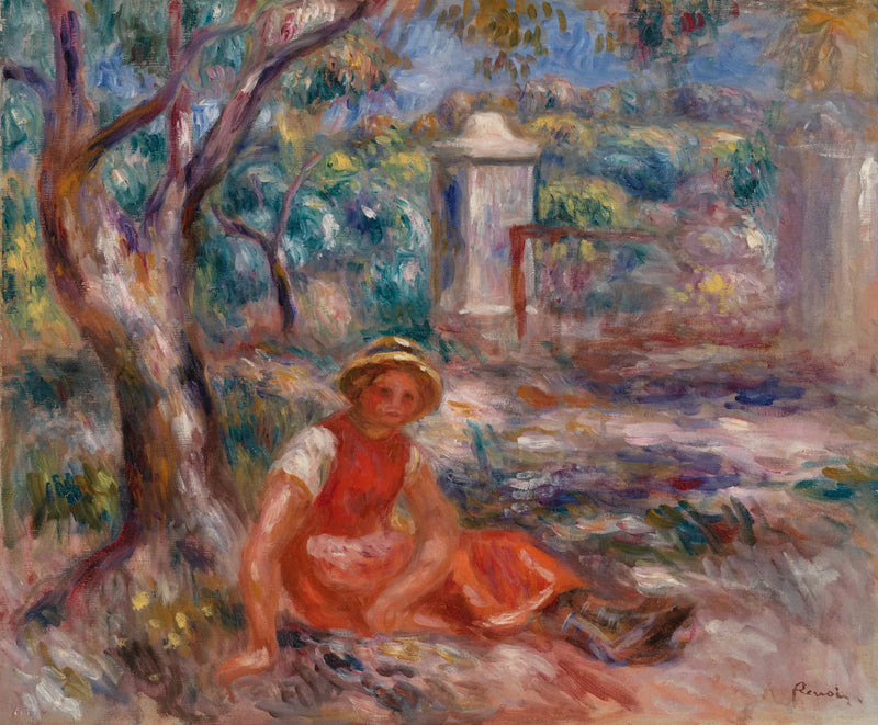 Fillette au pied d'un arbre (Fillette au pied d'un arbre) - Pierre-Auguste Renoir
