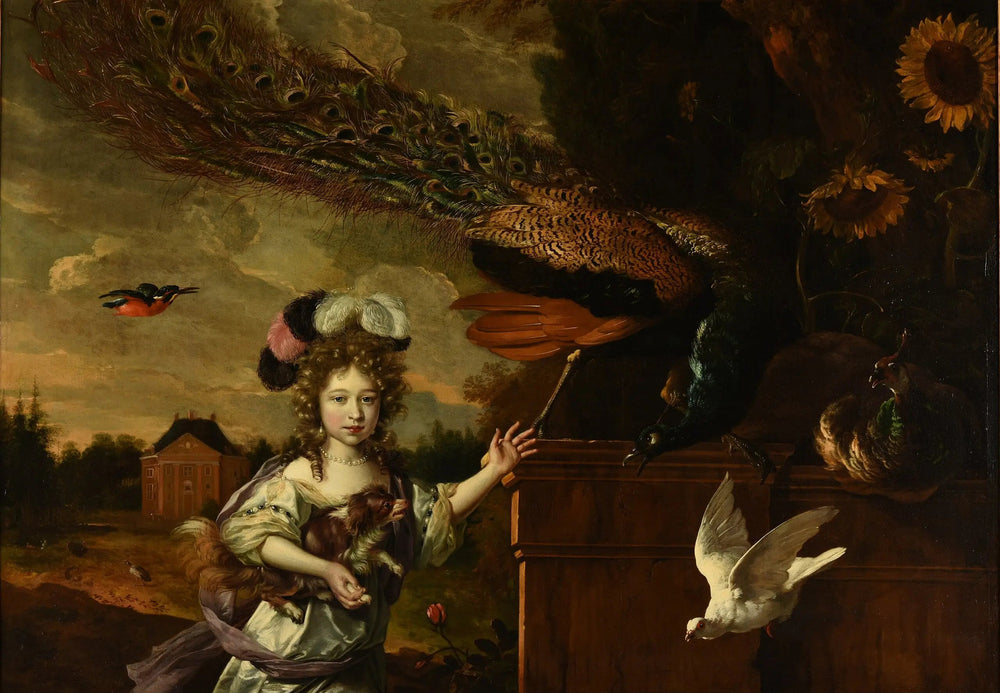 Fillette aux paons - Melchior de Hondecoeter - Alpha Reproduction