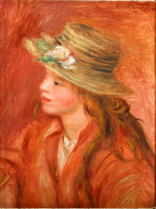 Fillette au chapeau de paille, Renoir vers 1908 – reproduction peinture à l’huile sur toile