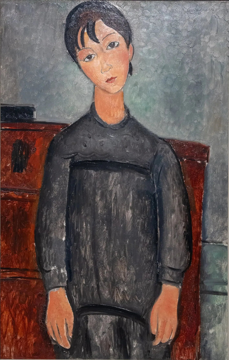 Fillette debout en tablier noir - Amedeo Modigliani