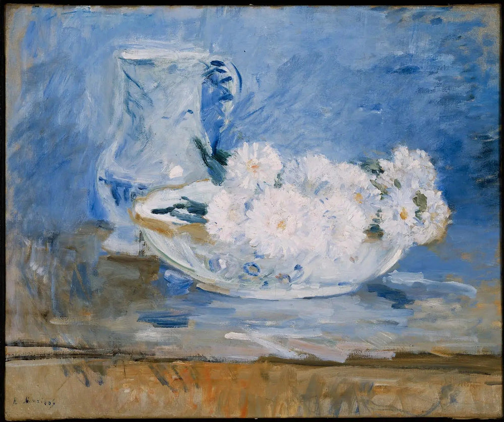 Fleurs blanches dans un bol - Berthe Morisot image 1 tableau peint à l’huile sur toile