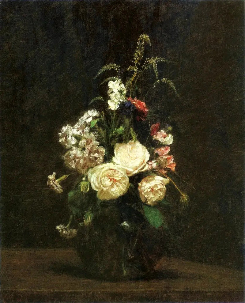 Fleurs dans un vase en verre. - Henri Fantin-Latour