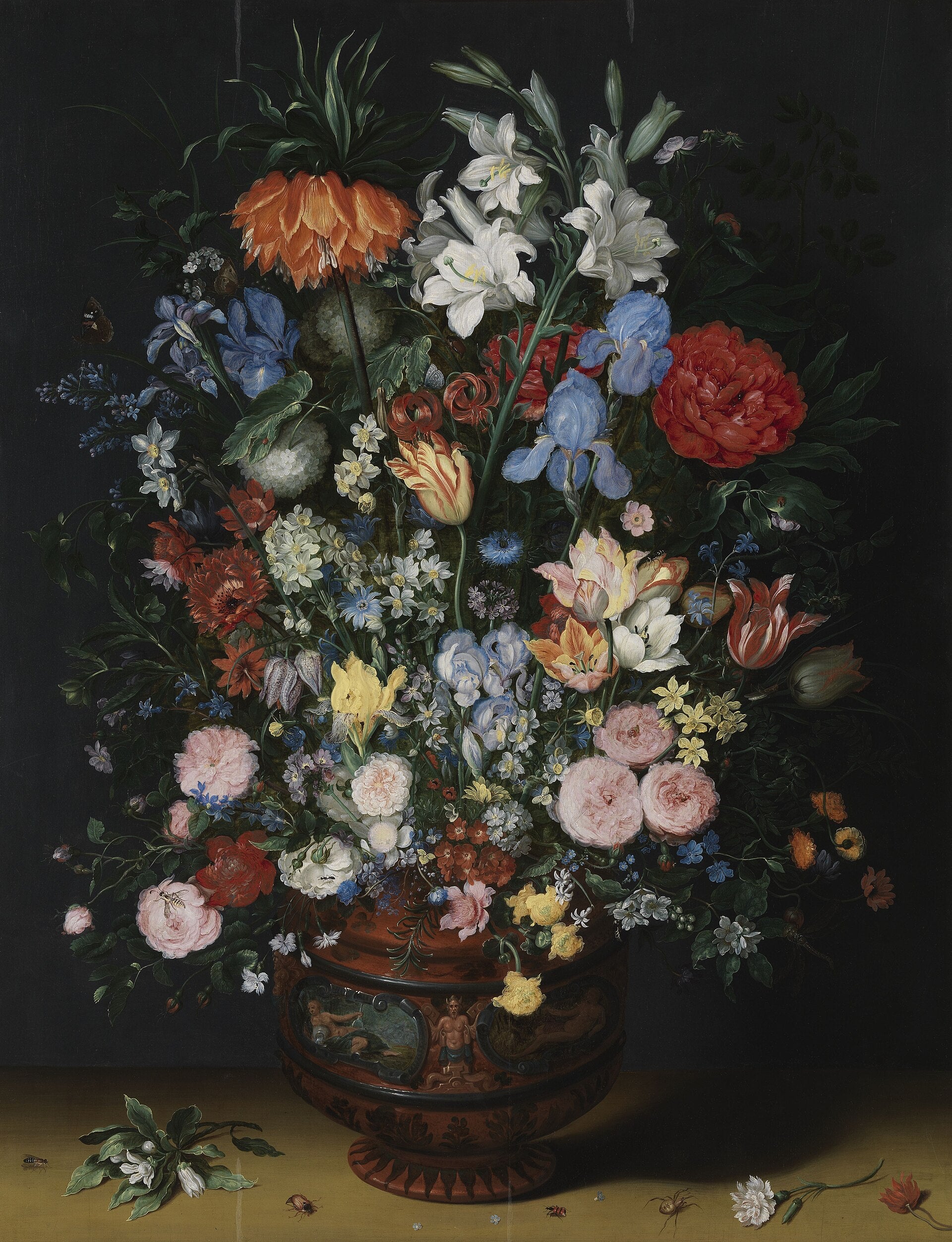 Fleurs dans un vase par Jan Brueghel l'Ancien, peinture de pivoines