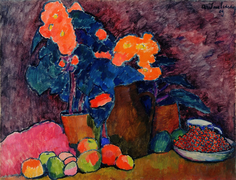 Fleurs, fruits et cruche - Alexej von Jawlensky