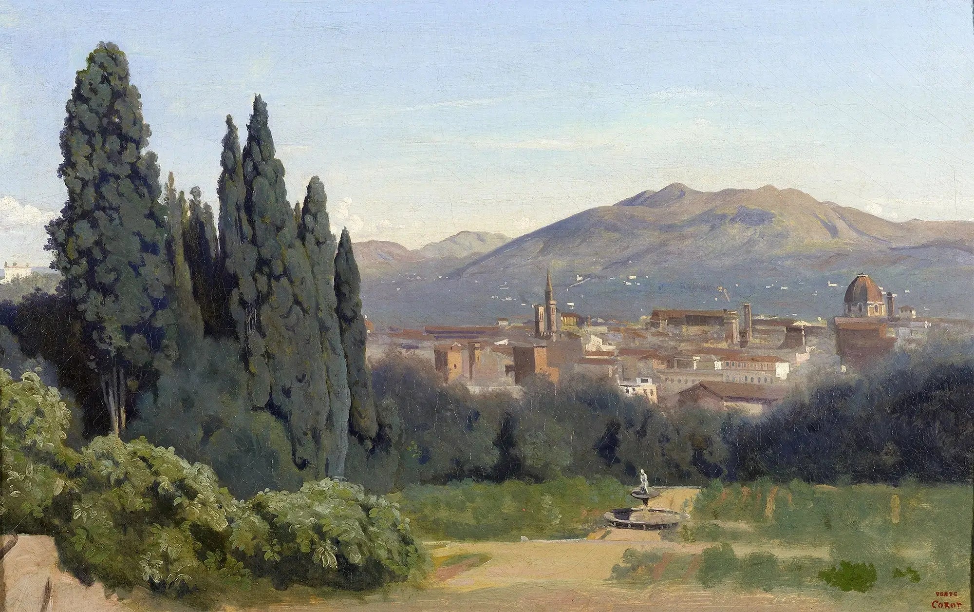 Florence Vue prise des Jardins Boboli - Jean-Baptiste Camille Corot - Alpha Reproduction