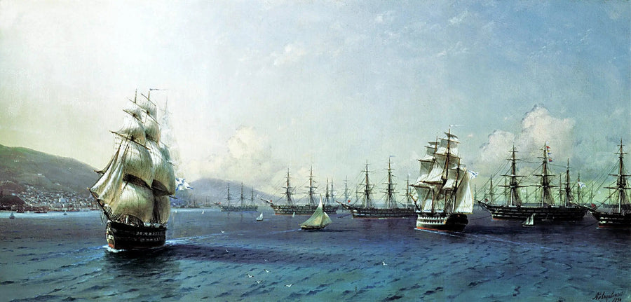 Flotte de la mer Noire dans la baie de Théodosie, juste avant la guerre de Crimée - Ivan Aïvazovski