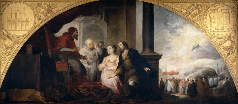 Fondation de Sainte-Marie-Majeure à Rome. Le Patricien raconte son rêve au Pape. - Bartolomé Esteban Murillo