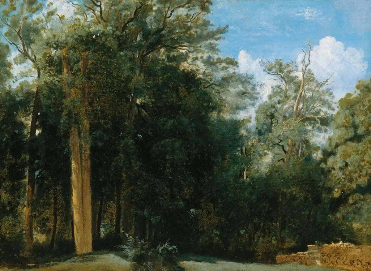 Fontainebleau. Lisière de forêt avec un petit mur - Jean-Baptiste Camille Corot - Alpha Reproduction