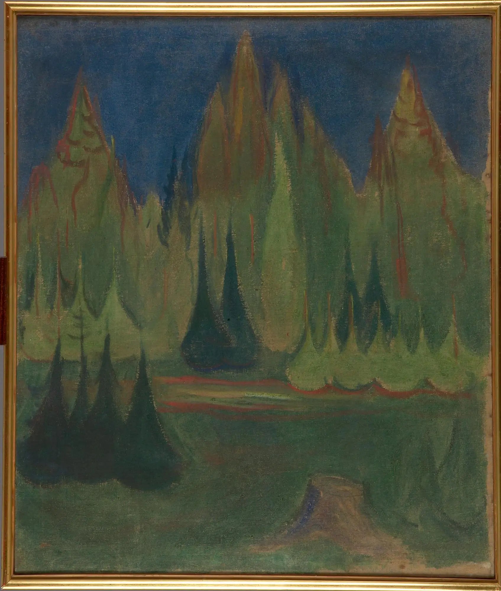 Reproduction du tableau « forêt d'épicéas - Edvard Munch » par Alpha Reproduction en peinture à l’huile