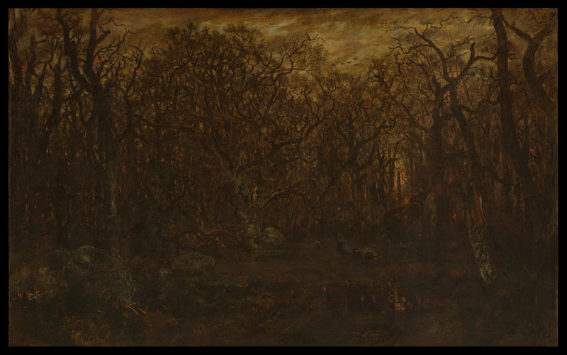 La Forêt en hiver au coucher du soleil - Théodore Rousseau