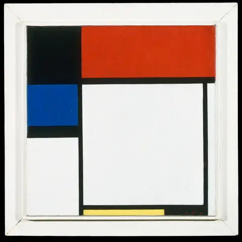 Fox Trot B, avec noir, rouge, bleu et jaune - Piet Mondrian