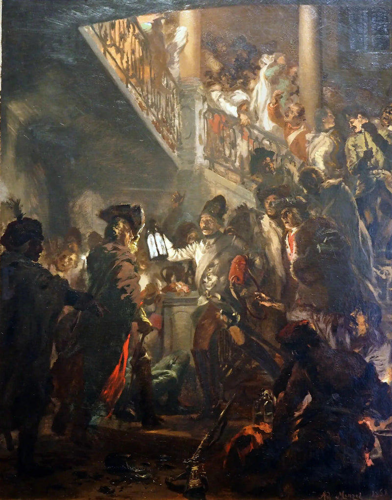 Frédéric le Grand à Lissa : Bonsoir, Messieurs - Adolph von Menzel