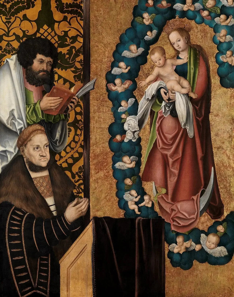 Frédéric le Sage en vénération de la Mère de Dieu apocalyptique - Lucas Cranach the Elder