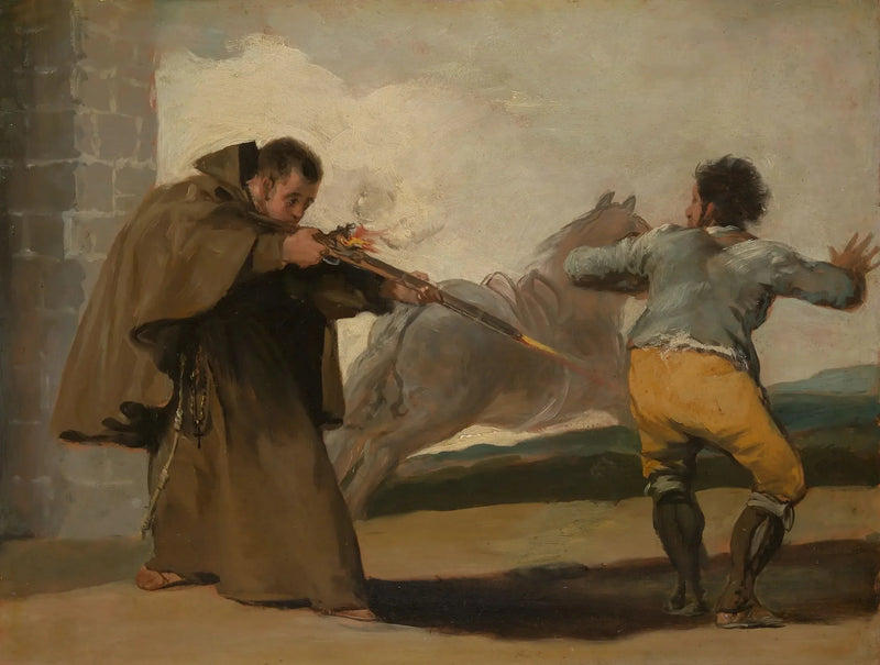 Frère Pedro tire sur El Maragato alors que son cheval s'enfuit - Francisco de Goya