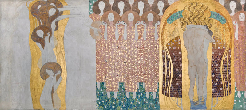 Frise Beethoven (planche 8, mur de droite) : Le désir de bonheur est apaisé par la poésie - Gustav Klimt