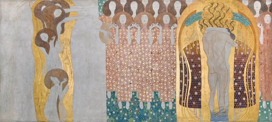 Frise Beethoven (planche 8, mur de droite) : Le désir de bonheur est apaisé par la poésie - Gustav Klimt