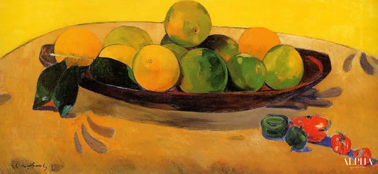 Fruits et poivrons exotiques sur une assiette - Paul Gauguin - Reproductions de tableaux et peintures haut de gamme