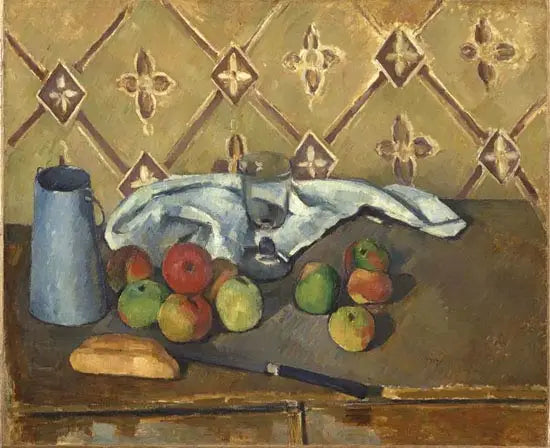 Fruits, serviette et boîte à lait - Paul Cézanne