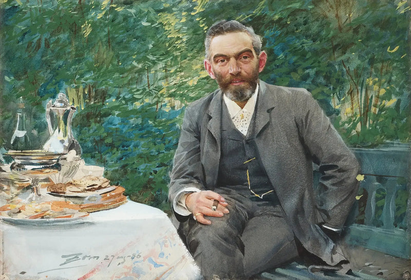 ”Frukost i det gröna” (Grosshandlare Adolf Magnus). - Anders Zorn