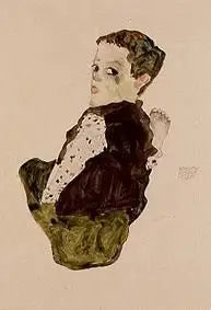 Garçon assis (Sitzender Knabe) - Egon Schiele