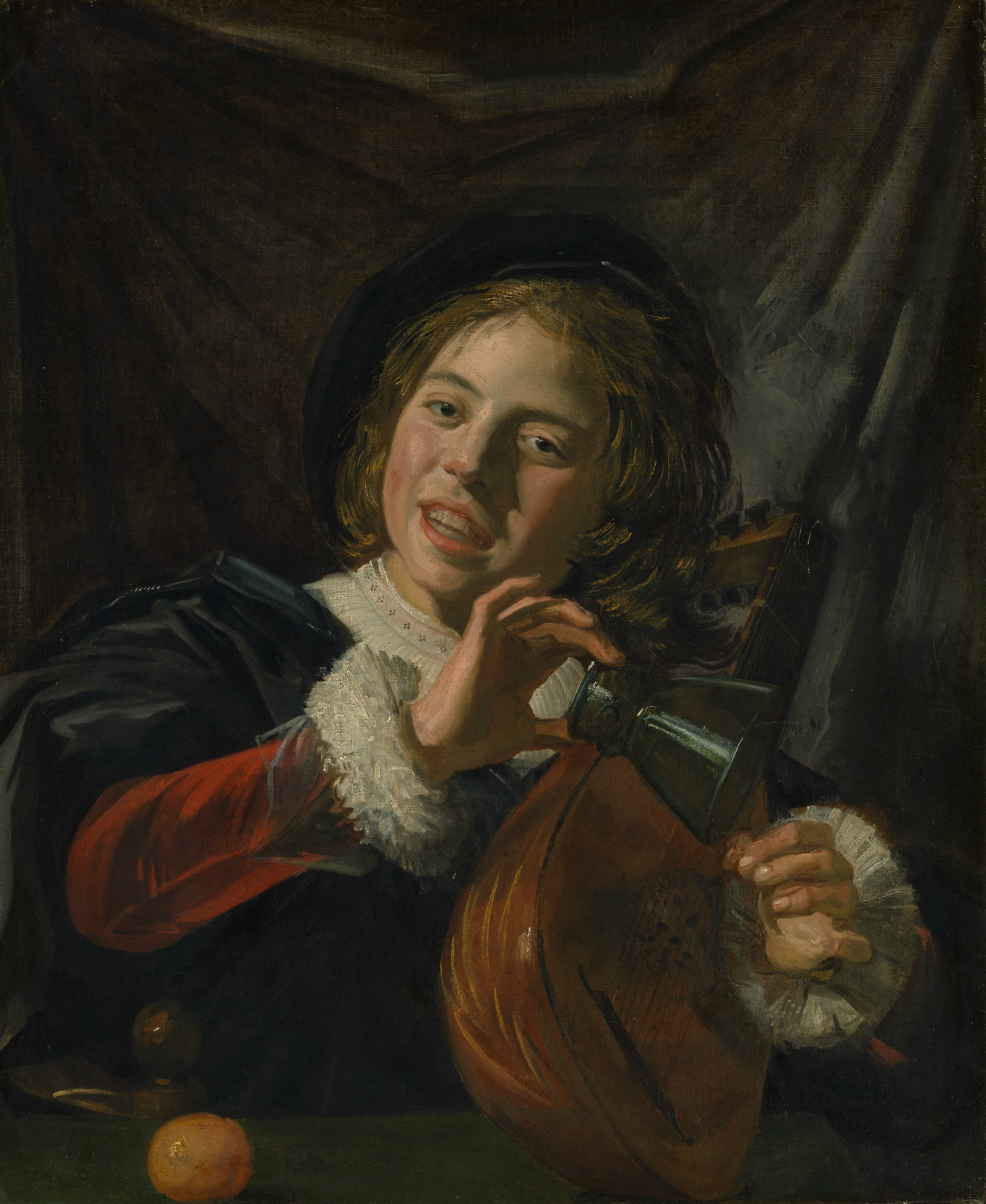 Garçon avec un verre et un luth - Frans Hals